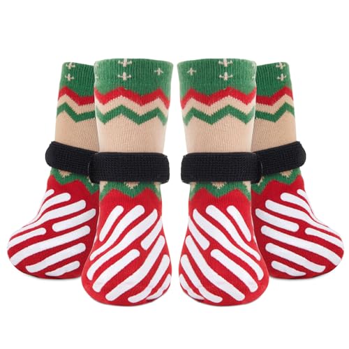 PICK FOR LIFE Hundesocken Antirutsch, 2 Paar Pfotenschutz für verletzte Hunde, weihnachtliche Hunde-Stoppersocken mit Klettverschluss für den Innenbereich auf Hartholzböden PICK FOR LIFE Hundesocken Antirutsch, 2 Paar Pfotenschutz für verletzte Hunde, weihnachtliche Hunde-Stoppersocken mit Klettverschluss für den Innenbereich auf Hartholzböden von PICK FOR LIFE