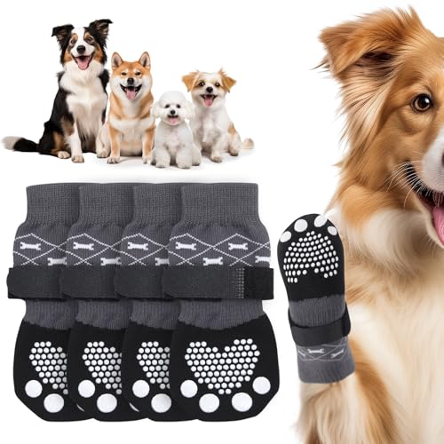 Doppelseitiger Anti Rutsch Hundesocken, Hunde Pfotenschutz mit verstellbaren Klettverschlüssen, geeignet für kleine, mittlere und große Hunde Doppelseitiger Anti Rutsch Hundesocken, Hunde Pfotenschutz mit verstellbaren Klettverschlüssen, geeignet für kleine, mittlere und große Hunde von PICK FOR LIFE