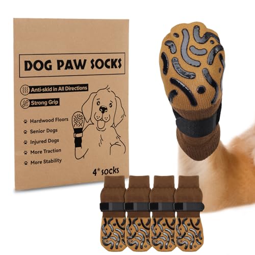 PICK FOR LIFE 2 Paar Anti-Rutsch-Hundesocken, Weiche Socken für den Pfotenschutz von Hunden mit verstellbarem Klettverschluss für den Innen PICK FOR LIFE 2 Paar Anti-Rutsch-Hundesocken, Weiche Socken für den Pfotenschutz von Hunden mit verstellbarem Klettverschluss für den Innen von PICK FOR LIFE