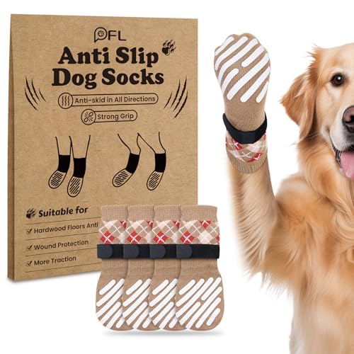 PICK FOR LIFE 4 Stück Hundesocken Pfotenschutz Anti Rutsch, Hundestoppersocken mit Klettverschluss für Hartholzböden im Innenbereich, Socken für kleine, mittlere und große Hunde PICK FOR LIFE 4 Stück Hundesocken Pfotenschutz Anti Rutsch, Hundestoppersocken mit Klettverschluss für Hartholzböden im Innenbereich, Socken für kleine, mittlere und große Hunde von PICK FOR LIFE