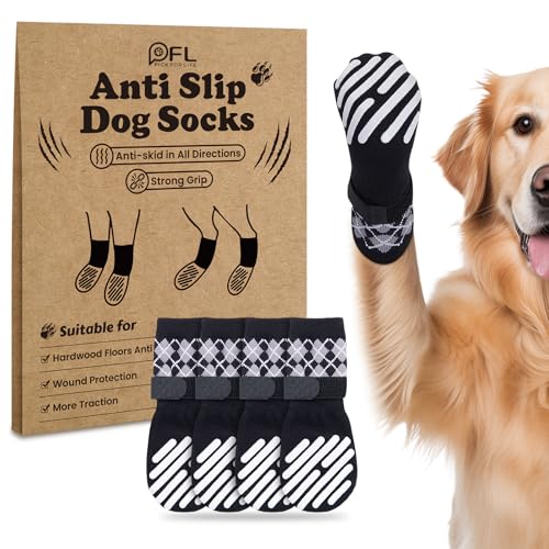 PICK FOR LIFE Rutschfeste Hundesocken, Pfotenschutz für Welpen, Hartholzböden, Indoor-Spaziergänge, Schwarz, Größe XL, 2 Paar PICK FOR LIFE Rutschfeste Hundesocken, Pfotenschutz für Welpen, Hartholzböden, Indoor-Spaziergänge, Schwarz, Größe XL, 2 Paar von PICK FOR LIFE