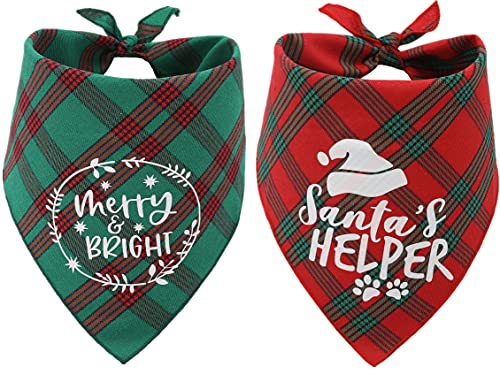 2 Stück Weihnachten Hund Bandana Plaid Reversible Triangle Bibs Schal Zubehör für Hunde Haustiere von PICKUPIK