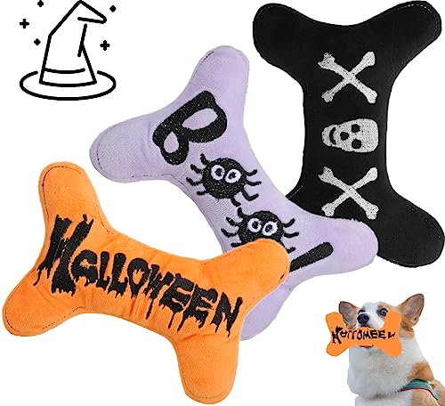 PICKUPIK 3 Stück kleine Hunde Spielzeug für Halloween, Plüsch, quietschend, Welpen-Knochenspielzeug, Urlaubs-Hundegeschenke PICKUPIK 3 Stück kleine Hunde Spielzeug für Halloween, Plüsch, quietschend, Welpen-Knochenspielzeug, Urlaubs-Hundegeschenke von PICKUPIK