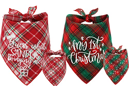 Weihnachts-Halstuch für Hunde, 2 Stück, kariertes Hundehalstuch-Set für Weihnachten, Urlaub von PICKUPIK