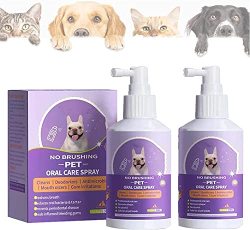 PICKX Zahnreinigungsspray für Hunde &Katzen Zahnbelag Gel Haustier Mundspray Saubere Zähne Haustier Atemerfrischer Spray Pflege Reiniger Beseitigen schlechten Atem Targets Zahnbelag (2PC) von PICKX