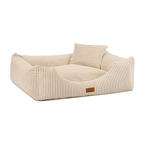 Hundebett mit Rand Oaza - Haustierbett - Bodenbett - Hundekissen - Hundesofa - Katzenbett - Hundekörbchen - Hundecouch, Hundekorb - Hundebett Grosse Hunde 80x70 reisebett - Pet - Hundezubehör von PIESIEKSOLANDIA