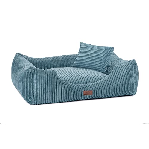 PIESIEKSOLANDIA Oaza Hundebett mit Rand, Haustierbett, Bett, Bodenbett, Hundekissen, Hundesofa, Katzenbett, Hundekörbchen, Hundecouch, Hundekorb, Weich, Textil, Rechteckig (90x70, Gerippt/Mint) von PIESIEKSOLANDIA