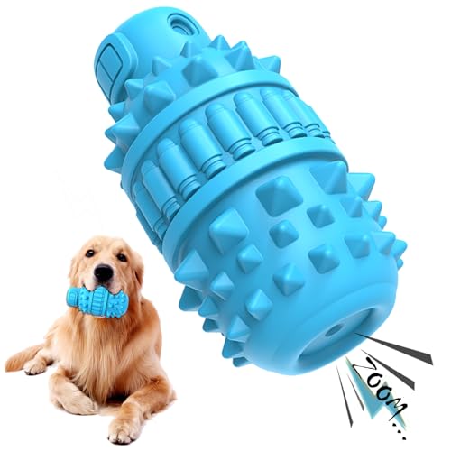 PIFFZEDO Hundespielzeug für aggressive Kauer, interaktives Kau- und Quietschspielzeug aus Naturkautschuk für große, mittelgroße Rassen, Hundezahnbürste, robust und langlebig, (Azurblau, groß) von PIFFZEDO