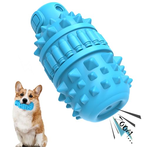 PIFFZEDO Hundespielzeug für aggressive Kauer, interaktives Kau- und Quietschspielzeug aus Naturkautschuk für kleine, mittelgroße Rassen, Hundezahnbürste, robust und langlebig, (Azurblau, klein) von PIFFZEDO