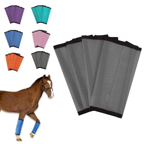 Equinement Fliegenstiefel für Pferde, 4 Stück, Pferde-Leggings, Beinbandagen, Sporttraining, professionelle Wahl, Mini-Zubehör, Esel, Pony, Incrediwear (Grau) von PIGEHOME
