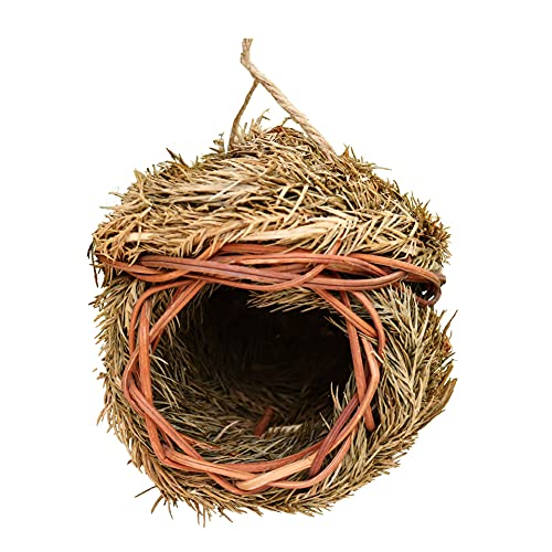 PIGWO Kolibri-Haus, handgewebtes Vogelnest, hängend, kleines Gras-Vogelhäuser, außen, Naturfaser, Vogelhütte, Dachtasche (Größe : A) von PIGWO