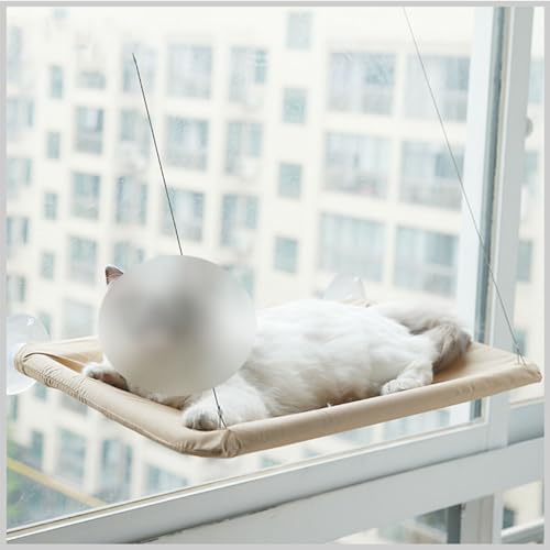 Hängematte mit hängendem Fenster, Katzensitz, Hängebett für Haustiere, Katzenhängematte mit Saugnapf, Sonnenbaden, kratzfestes Nickerchen,Khaki,55 * 35CM Hängematte mit hängendem Fenster, Katzensitz, Hängebett für Haustiere, Katzenhängematte mit Saugnapf, Sonnenbaden, kratzfestes Nickerchen,Khaki,55 * 35CM von PIKETU