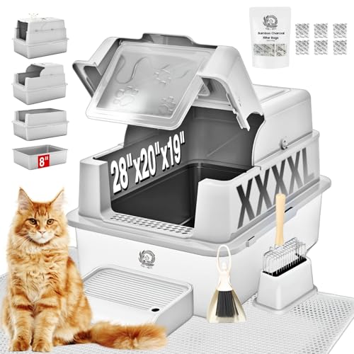 XXXXL Jumbo Edelstahl-Katzentoilette mit Deckel für Maine Coon, 71,1 cm L x 50,8 cm B x 48,3 cm H, extra große Edelstahl-Katzentoilette für Großkatzen und mehrere Katzen-Familien, antihaftbeschichtet XXXXL Jumbo Edelstahl-Katzentoilette mit Deckel für Maine Coon, 71,1 cm L x 50,8 cm B x 48,3 cm H, extra große Edelstahl-Katzentoilette für Großkatzen und mehrere Katzen-Familien, antihaftbeschichtet von PINENEST