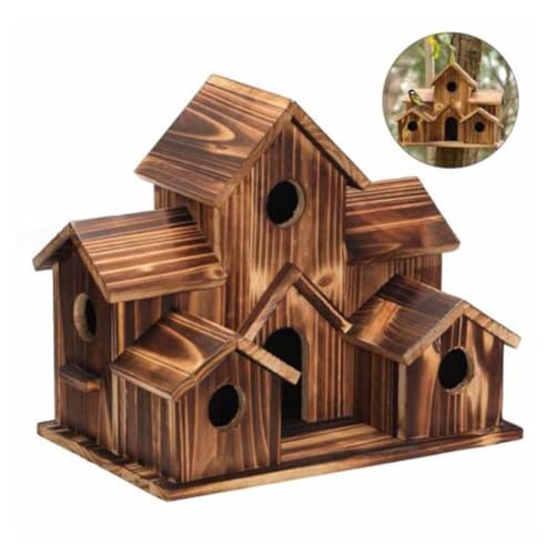 Vogelhäuser for den Außenbereich, handgefertigtes natürliches Vogelhaus mit 5 Löchern for 5 Vogelfamilien, Vogelhaus aus Naturholz, hängendes Vogelhaus for Landhäuser, Bauernhaus, Gartendekoration im Vogelhäuser for den Außenbereich, handgefertigtes natürliches Vogelhaus mit 5 Löchern for 5 Vogelfamilien, Vogelhaus aus Naturholz, hängendes Vogelhaus for Landhäuser, Bauernhaus, Gartendekoration im von PINFANSHIJIE