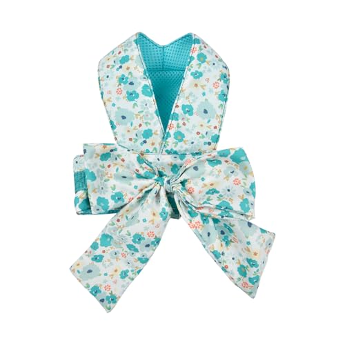 Pinkaholic New York Amabel Hundegeschirr, Blumenmuster, modisch, niedlich, Frühling und Sommer, Geschirr für kleine Hunde, Aqua, Größe M von PINKAHOLIC