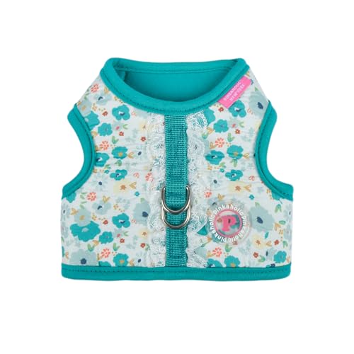 Pinkaholic New York Amabel Jacke Hundegeschirr Blumenmuster Modisch Niedlich Frühling Sommer Geschirr für Kleine Hunde, Aqua, Klein von PINKAHOLIC