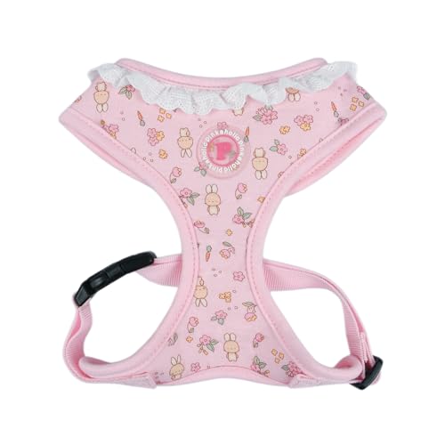 Pinkaholic New York Amara Hundegeschirr über den Kopf Blumenmuster, modisch, niedlich, Frühling Sommer Geschirr für kleine Hunde, Hellrosa, Groß von PINKAHOLIC