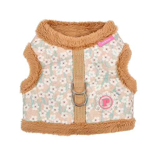Pinkaholic New York Kalina Jacket Hundegeschirr Step-in Warm Winter Blumenmuster für kleine Hunde, Beige, Small von Pinkaholic New York
