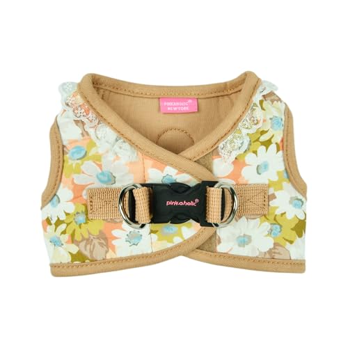 Pinkaholic New York Lilibeth Hundegeschirr (Step-in) Blumenmuster, modisch, niedlich, Frühling Sommer Geschirr für kleine Hunde, Beige, Medium von PINKAHOLIC