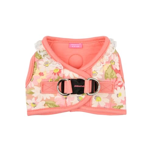 Pinkaholic New York Lilibeth Hundegeschirr (Step-in) Blumenmuster, modisches süßes Frühjahr-Sommer-Geschirr für kleine Hunde, indisches Rosa, Größe S von PINKAHOLIC
