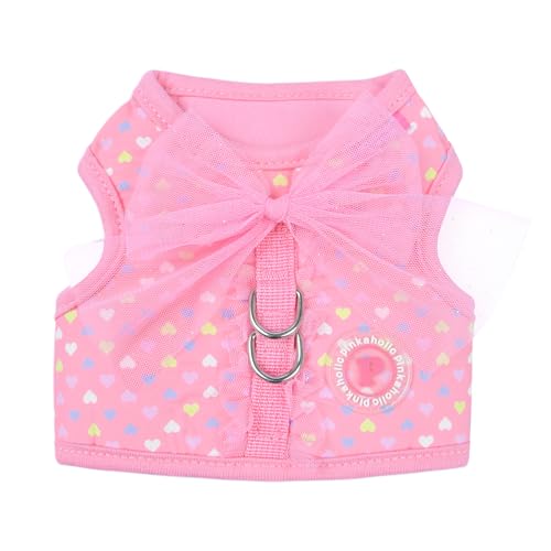 Pinkaholic New York Mabel Jacke Hundegeschirr Herz Muster Modisch Niedlich Frühling Sommer Geschirr für Kleine Hunde Rosa Klein von PINKAHOLIC