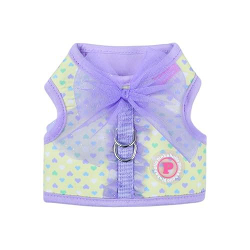 Pinkaholic New York Mabel Jacke Hundegeschirr mit Herzmuster, modisch, niedlich, Frühling und Sommer, für kleine Hunde, Violett, Größe L von PINKAHOLIC