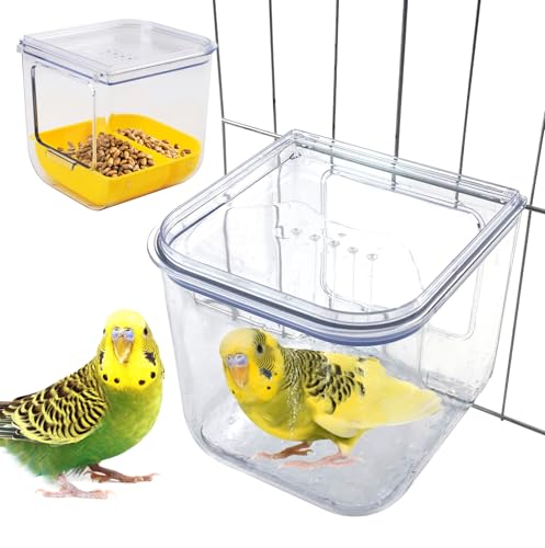 PINVNBY 2-in-1-Vogeltränke für Käfig, kein Durcheinander, für Papageien, mit Haken, zum Aufhängen, Sittich, Käfig-Badewannen, multifunktionaler Würfel, Wellensittich, Duschbox für Kanarienvögel PINVNBY 2-in-1-Vogeltränke für Käfig, kein Durcheinander, für Papageien, mit Haken, zum Aufhängen, Sittich, Käfig-Badewannen, multifunktionaler Würfel, Wellensittich, Duschbox für Kanarienvögel von PINVNBY