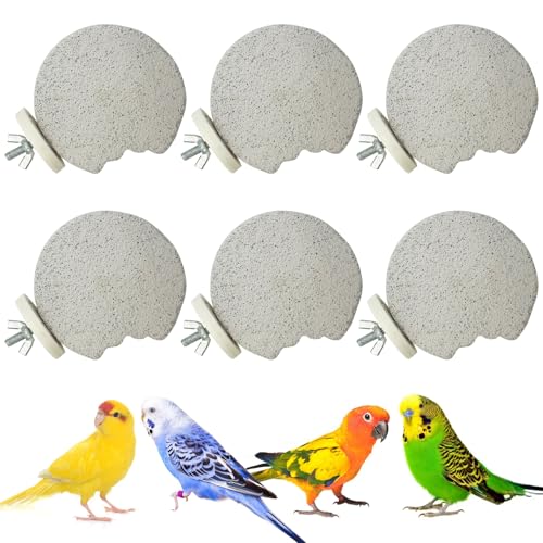 PINVNBY 6 Stück Vogel-Sitzstange, Papageienschnabel, Schleifstein, Kalzium, Mineral, Papageien-Sitzstange, Fußkrallen, Trimmer, Kauspielzeug, Vogelkäfig-Zubehör für kleine, mittelgroße Wellensittiche von PINVNBY