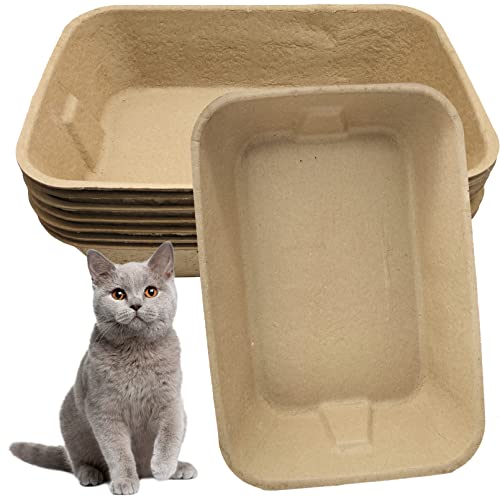 PINVNBY 8 Stück Einweg-Katzentoiletten für Katzen, Papier, Katzentoiletten, Karton-Einsatz für Kätzchen, drinnen und draußen, allein oder als Box-Einlagen (41x31x9.4 cm) von PINVNBY