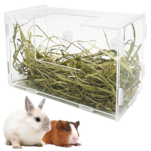 PINVNBY Acryl-Heu-Futterstation mit Deckel, Meerschweinchen-Heuhalter, Chinchilla-Käfig, Zubehör für Kaninchen, Meerschweinchen, Häschen (Stil 1) von PINVNBY