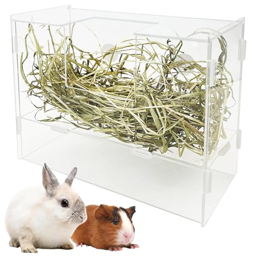 PINVNBY Acryl-Heu-Futterstation mit Deckel, Meerschweinchen-Heuhalter, Chinchilla-Käfig, Zubehör für Kaninchen, Meerschweinchen, Häschen (Stil 2) von PINVNBY