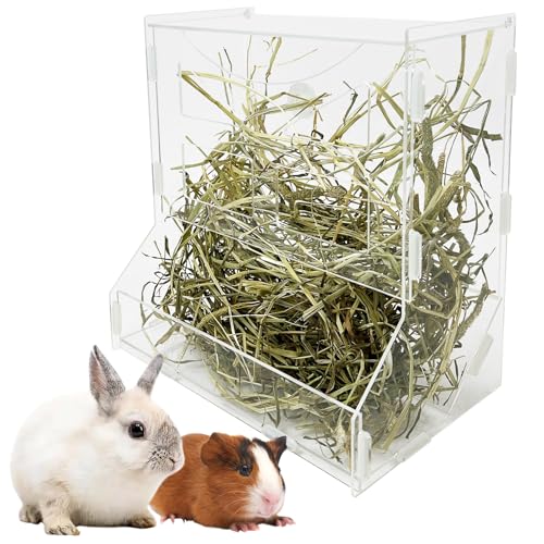 PINVNBY Acryl-Heu-Futterstation mit Deckel, Meerschweinchen-Heuhalter, Chinchilla-Käfig, Zubehör für Kaninchen, Meerschweinchen, Häschen (Stil 3) von PINVNBY