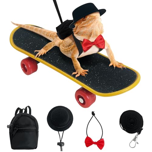 PINVNBY Bartagamen-Zubehör, Spielzeug, Eidechsenrucksack, verstellbarer Hut und Mini-Skateboard, passend für Eidechsen, Bartagamen, Hamster, Papageien, kleine Schildkröten, Reptilien, kleine Tiere, 4 PINVNBY Bartagamen-Zubehör, Spielzeug, Eidechsenrucksack, verstellbarer Hut und Mini-Skateboard, passend für Eidechsen, Bartagamen, Hamster, Papageien, kleine Schildkröten, Reptilien, kleine Tiere, 4 von PINVNBY
