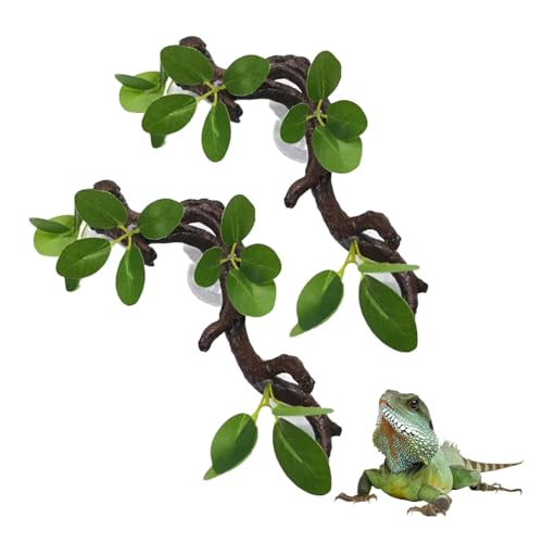 PINVNBY Eckzweig für Reptilien, Terrarium, Pflanzen-Dekoration, Zweige für Reptilien, mit Saugnapf, für Amphibien, Eidechsen, Schlangen, Kletterornament, 2 Stück PINVNBY Eckzweig für Reptilien, Terrarium, Pflanzen-Dekoration, Zweige für Reptilien, mit Saugnapf, für Amphibien, Eidechsen, Schlangen, Kletterornament, 2 Stück von PINVNBY