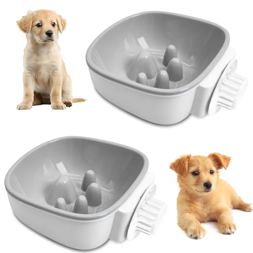 PINVNBY Futternapf für Hunde, abnehmbarer Futternapf, Futter- und Wassernapf, für Welpen, Katzen, Kaninchen, Meerschweinchen, Grau, 2 Stück von PINVNBY