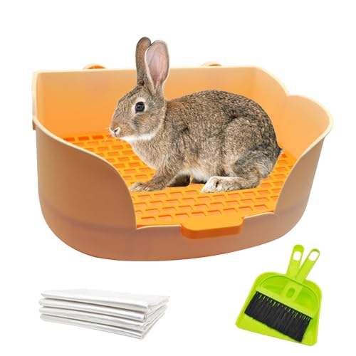 PINVNBY Große Katzentoilette für Kaninchen, Kunststoff, für Töpfchen, Training, Ecke, abnehmbare Kaninchen, Bettwäsche, Toilette, Haustierpfanne mit Rost für Igel, Chinchilla, Frettchen (Orange) PINVNBY Große Katzentoilette für Kaninchen, Kunststoff, für Töpfchen, Training, Ecke, abnehmbare Kaninchen, Bettwäsche, Toilette, Haustierpfanne mit Rost für Igel, Chinchilla, Frettchen (Orange) von PINVNBY