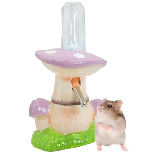 PINVNBY Hamster Wasserflasche, Einstellbare Hamster Wasserflasche für Glastank Rennmäuse 80ml Wasserflasche mit Ständer, Kein Tropfen Keramik Wasserflasche Halter für Zwerghamster Mäuse Ratte (Lila von PINVNBY