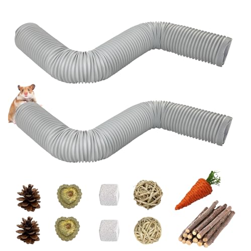 PINVNBY Hamsterkäfig-Tunnel aus Kunststoff mit Kauspielzeug, 2 Stück, Kleintiere, faltbares Rohr, Meerschweinchen, Training, Versteck, Tunnel, 10 Stück, Frettchen, Käfigzubehör für Maus, Rennmäuse PINVNBY Hamsterkäfig-Tunnel aus Kunststoff mit Kauspielzeug, 2 Stück, Kleintiere, faltbares Rohr, Meerschweinchen, Training, Versteck, Tunnel, 10 Stück, Frettchen, Käfigzubehör für Maus, Rennmäuse von PINVNBY