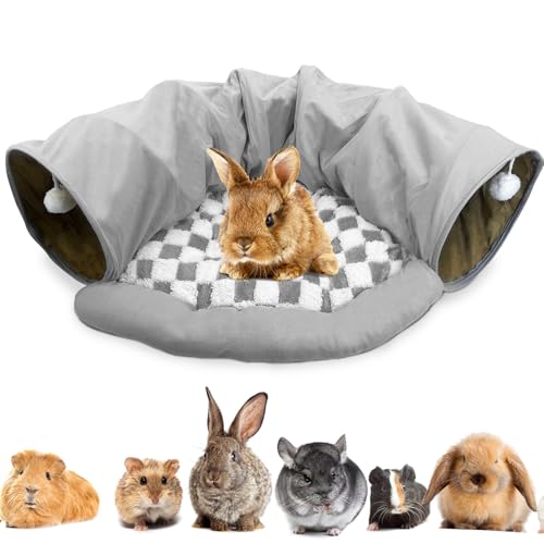 PINVNBY Kaninchen Tunnel Bett Bunny Tunnel Tube mit abnehmbarer Matte (Grau) von PINVNBY