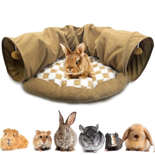 PINVNBY Kaninchen Tunnel Bett Bunny Tunnel Tube mit abnehmbarer Matte (Khaki) von PINVNBY
