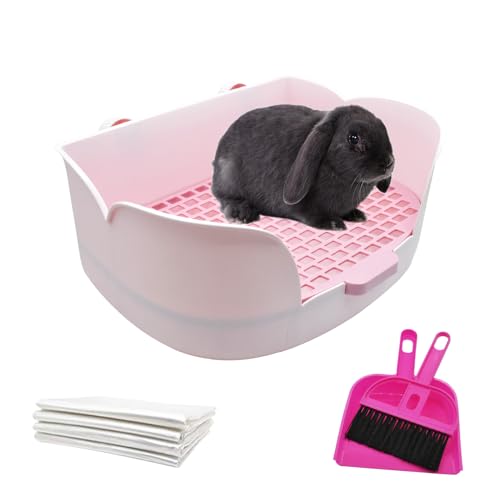 PINVNBY Kaninchentoilette aus Kunststoff für Käfig, Kaninchentrainer, Kaninchen, Ecktoilette, Bettwäsche, Katzentoilette mit Rost für Meerschweinchen, Igel, Chinchilla, Frettchen (lila) von PINVNBY
