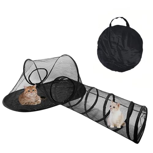 PINVNBY Katzenzelt, Outdoor-Katzengehege, Außen-Katzenlaufstall für Katzen, inklusive Katzenzelt und Tunnel für Kätzchen und Kleintiere, in Aufbewahrungstasche von PINVNBY