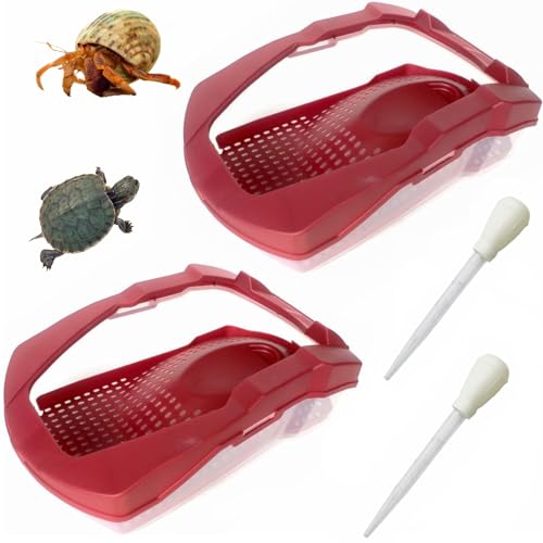 PINVNBY Kleines Schildkröten-Aquarium, 45 (L) x 26 (B) x 15 (H) cm, Schildkrötenlebensraum mit Plattform, verhindert das Entkommen von Schildkröten, Krabben, Krebsen (rot, 2 Stück) von PINVNBY