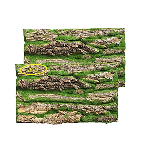 PINVNBY Kork-Terrarium-Hintergrund, Reptilienrinde, Wanddekoration und künstliches Moos für Gecko, Eidechse, Schildkröte, Chamäleon, 2 Stück von PINVNBY