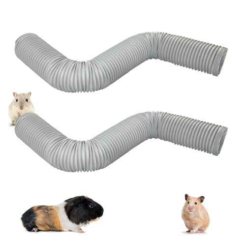 PINVNBY Kunststoff-Tunnel für Meerschweinchen, 2 Stück, faltbar, Hamster, Spaß, für Kleintiere, Training, Versteck für Rennmäuse, Ratten, Mäuse, Frettchen (grau) von PINVNBY
