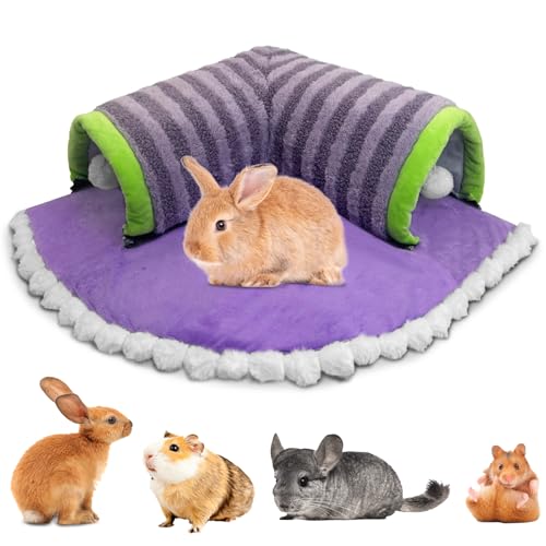 PINVNBY Meerschweinchen-Versteck Tunnelbett, waschbar und abnehmbar, gemütliches Kleintier-Tunnel-Spielzeug, Meerschweinchen-Zubehör für Hamster, Igel, Chinchilla, Frettchen (lila) von PINVNBY
