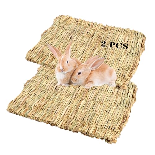 PINVNBY Natürliche Grasmatte für Kaninchen, 2 Stück, Heumatten, 100 % handgewebtes Heu, kaubare Bettwäsche und Kühlmatte für Kaninchen, Meerschweinchen, Hamster, Chinchillas, umweltfreundliche PINVNBY Natürliche Grasmatte für Kaninchen, 2 Stück, Heumatten, 100 % handgewebtes Heu, kaubare Bettwäsche und Kühlmatte für Kaninchen, Meerschweinchen, Hamster, Chinchillas, umweltfreundliche von PINVNBY