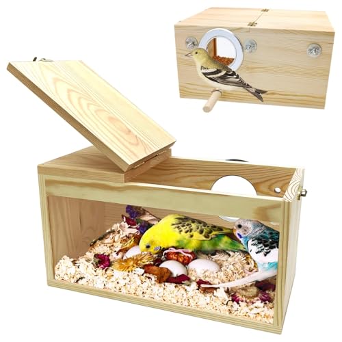 PINVNBY Naturholz Sittich Nistkasten Wellensittich Zuchtkasten Acryl Vogelnest für Käfig Transparent Panorama für Papageien, Nymphensittiche, Kanarienvögel und andere kleine Vögel PINVNBY Naturholz Sittich Nistkasten Wellensittich Zuchtkasten Acryl Vogelnest für Käfig Transparent Panorama für Papageien, Nymphensittiche, Kanarienvögel und andere kleine Vögel von PINVNBY