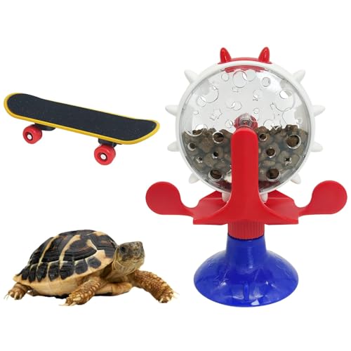 PINVNBY Schildkröten-Leckerli-Ball und lustiges Skateboard-Spielzeug-Set, 360° drehbarer Schildkröten-Futterball mit Saugnapf, Schildkröten Anreicherung Spielzeug für Kleintiere Schildkröte PINVNBY Schildkröten-Leckerli-Ball und lustiges Skateboard-Spielzeug-Set, 360° drehbarer Schildkröten-Futterball mit Saugnapf, Schildkröten Anreicherung Spielzeug für Kleintiere Schildkröte von PINVNBY