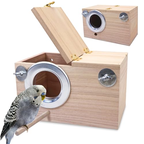 PINVNBY Sittich-Nistkasten, Vogelhaus, Wellensittich, Holz-Zuchtkasten für Lovebirds, Papageien, Paarungsbox (L: 24,9 x 13,5 x 13,5 cm) von PINVNBY